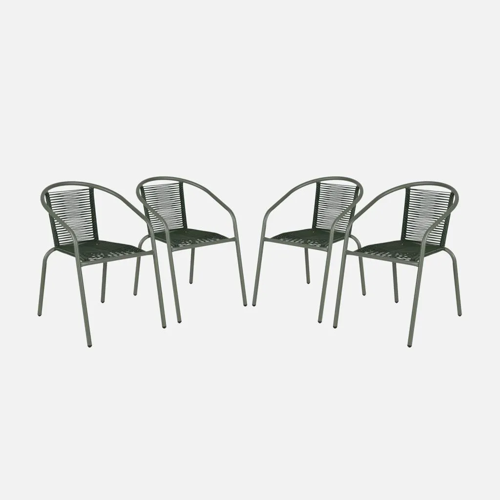 Set 4 Poltrone Giardino Resina Naturale Verde Kaki | Offerta Outdoor