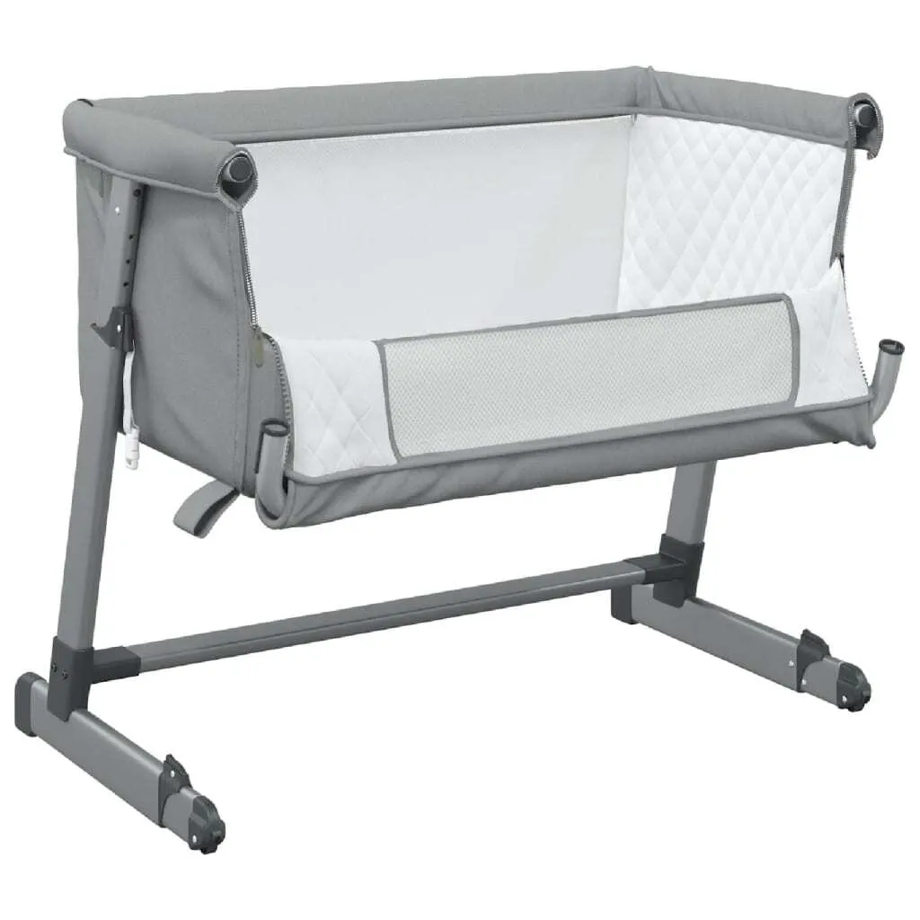 Lit bébé prêt à dormir matelas inclus et textile lin gris clair doux - 4
