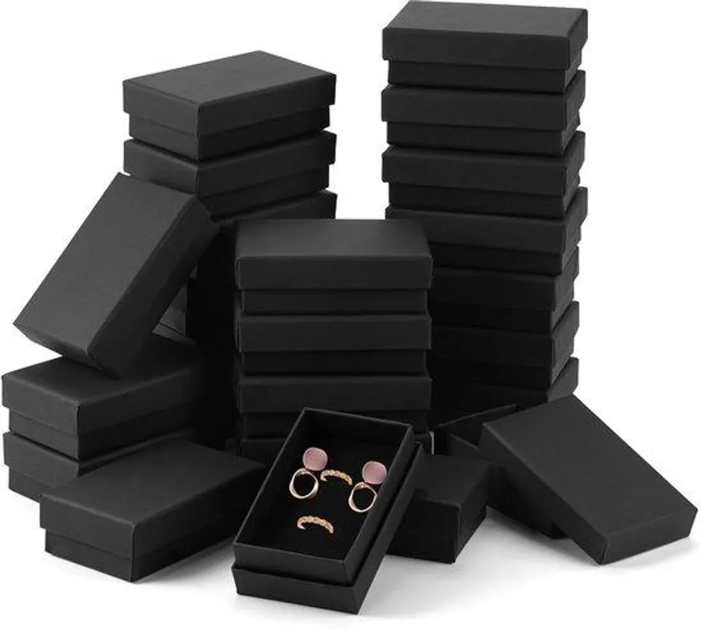 Coffret emballage cadeau bijoux en carton noir petit format 24 pièces