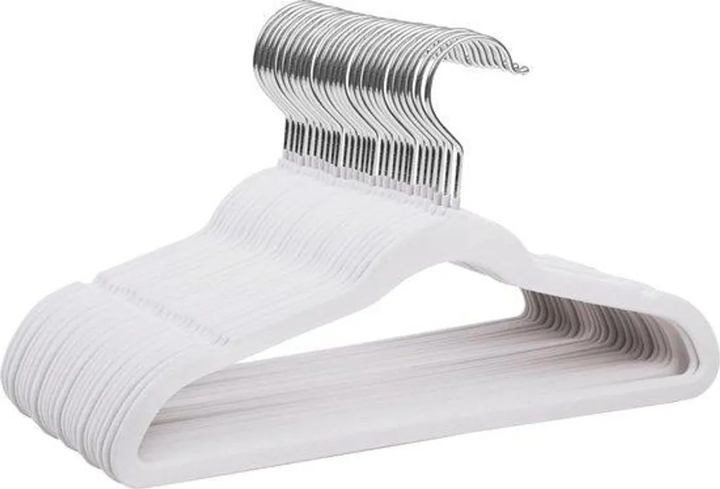 Cintre antidérapant blanc 35 cm avec crochet pivotant gain de place