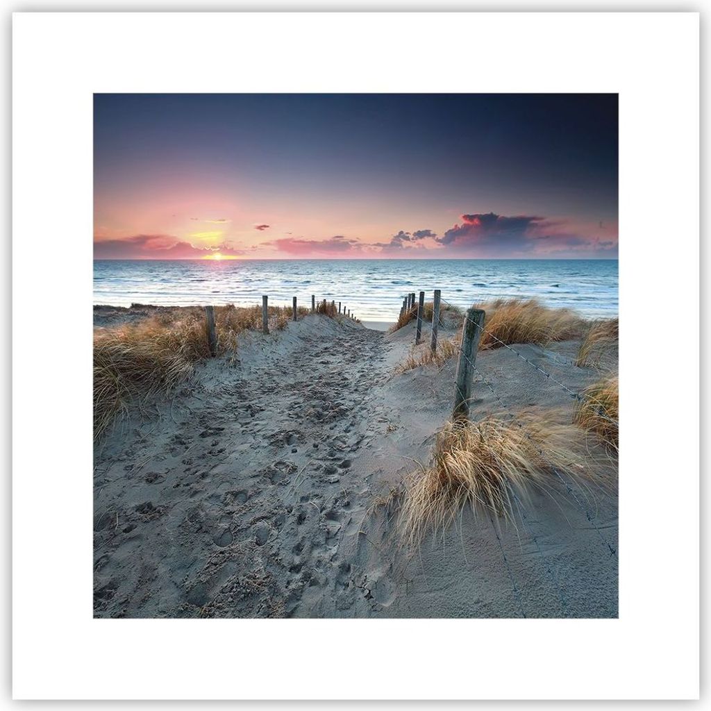 Poster - Poster ohne Rahmen - Strand Sand Spaziergang - 30x30 cm - Wand Bild - Wanddeko - Wandbilder - Kunstposter - Wandposter - Bilder - Kunstdru...