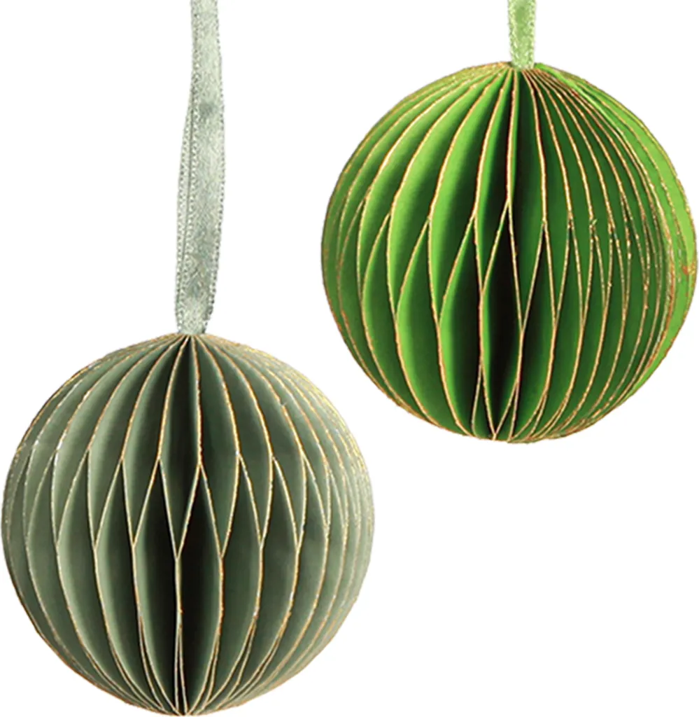 4 Baubles di Carta Pieghevoli - Decorazioni Natale Sicure per Bambini