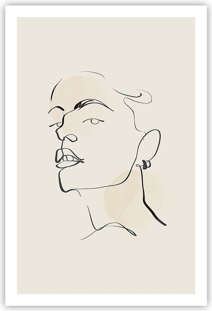 Poster - Poster ohne Rahmen - Minimalismus Porträt Linie - 61x91,5 cm - Wand Bild - Wanddeko - Wandbilder - Kunstposter - Wandposter - Bilder - Ku...