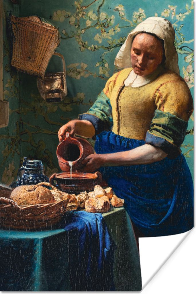 MuchoWow Poster Milchmädchen - Mandelblüte - Van Gogh - Vermeer - Gemälde - Alte Meister 40x60 cm - Plakate für die Wand - Poster Babyzimmer