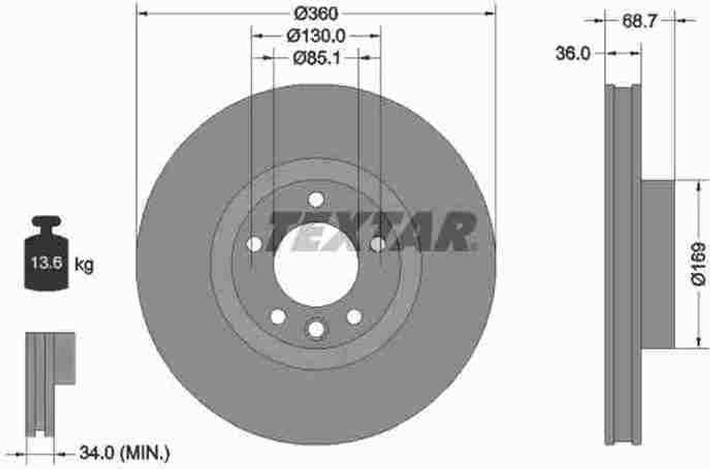 TEXTAR Bremsscheibe Artikel: 92262605