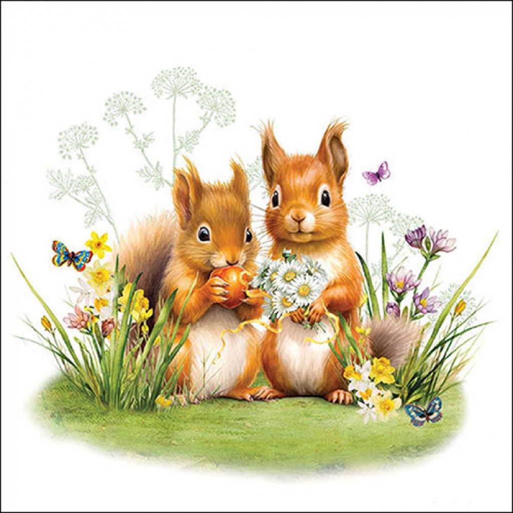 20 Servietten Little Squirrels - Eichhörnchen-Paar an Produktbild 