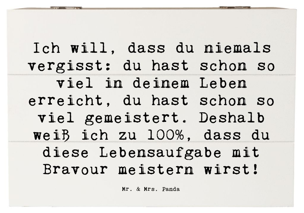 Mr. & Mrs. Panda Holzkiste Spruch Trost Erinnerungen 22 x 15 cm - Weiß - Geschenk, Liebe, Gefühl, Hoffnung, fotobox, liebevolle Worte, Holztruhe,...