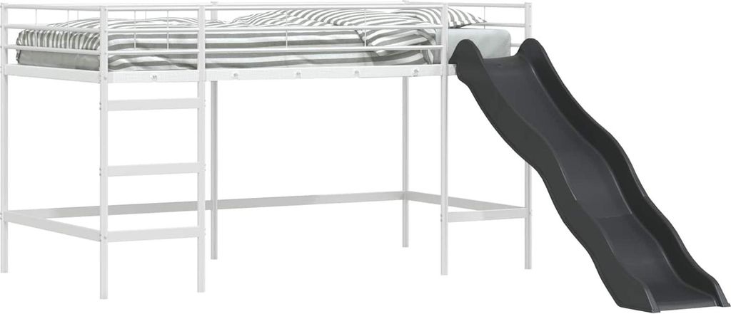 vidaXL Kinder-Loftbett mit Rutsche Weiß und Anthrazit 107 x 200 cm