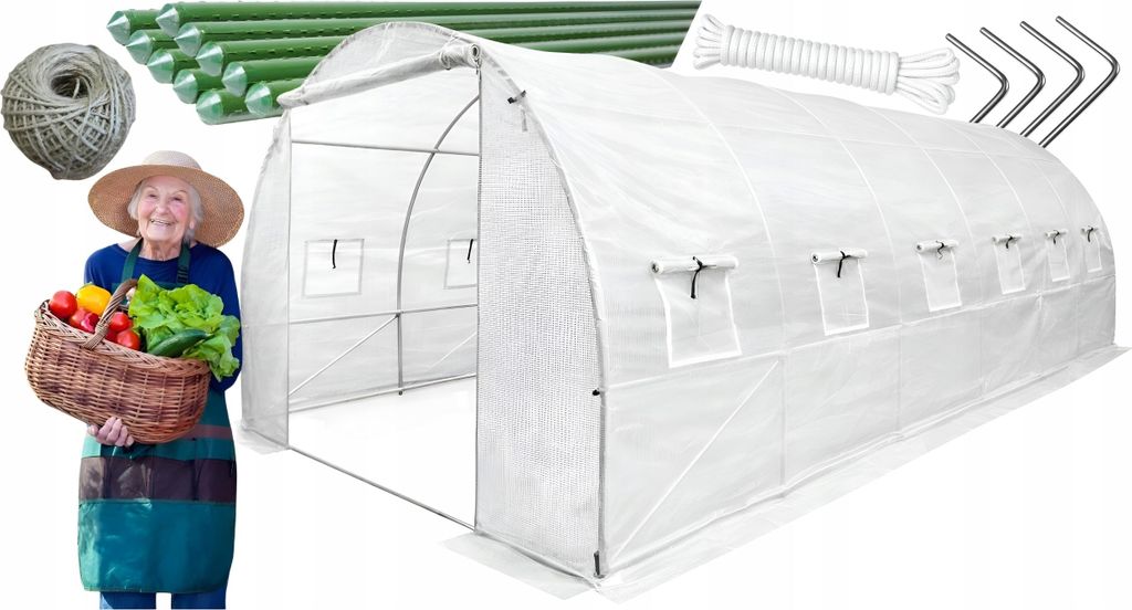Ekspand | Gewächshaus Tunnel - 3 × 6 m - Weiß - Premium-Stabilität - 2 Eingänge - UV-Schutz