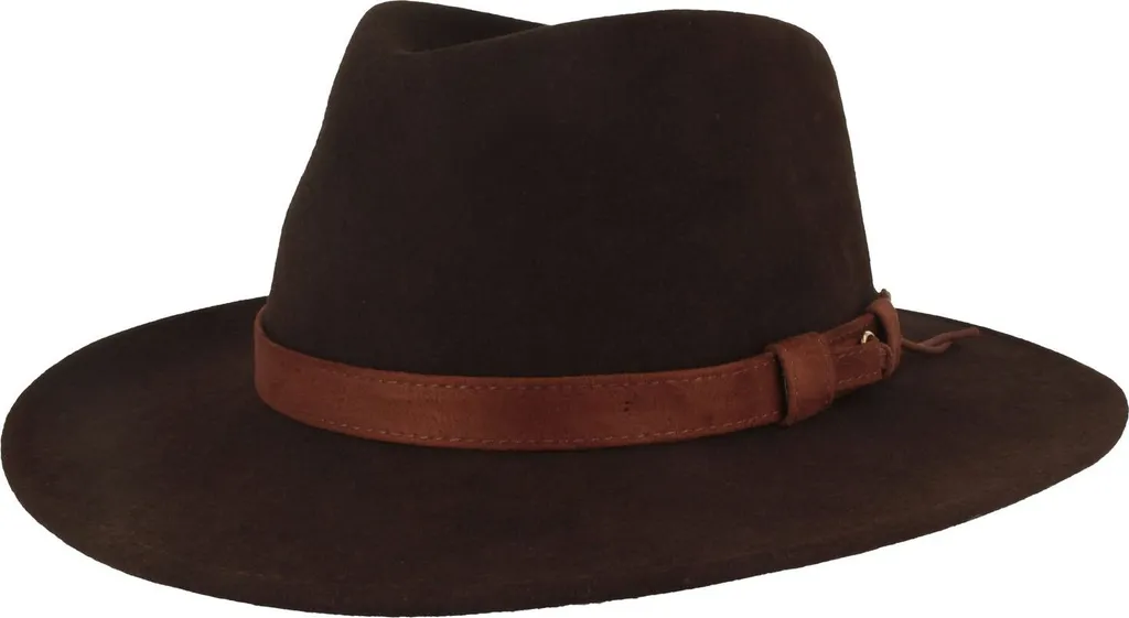 Cappello da esterno arrotolabile in feltro di lana con frange di Hut-Breiter