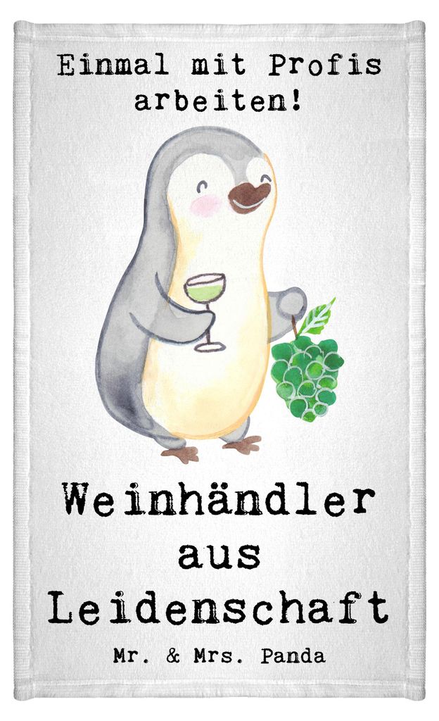 Mr. & Mrs. Panda Handtuch Weinhändler Leidenschaft - Weiß - Geschenk, baumwolle, Frotteetuch, gäste wc, Mini-Handtuch, Gästetuch