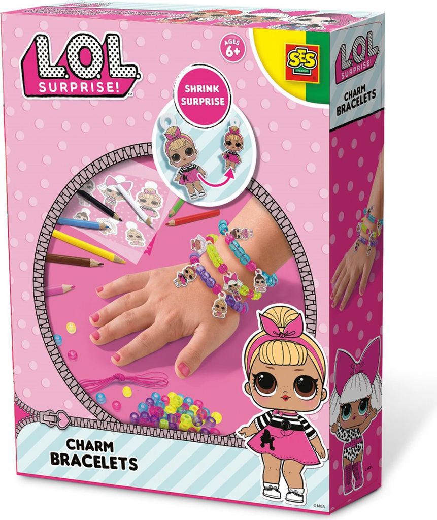 SES Creative L.O.L. 14196 Surprise Amulettarmbänder Bastelset - Kreatives Schmuck Basteln für Mädchen, Armbänder-Bastelset für Kinder, 6 Jahr(...