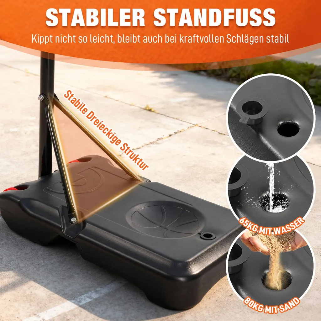 Panier de basket mobile avec support ajustable pour jardin et cour