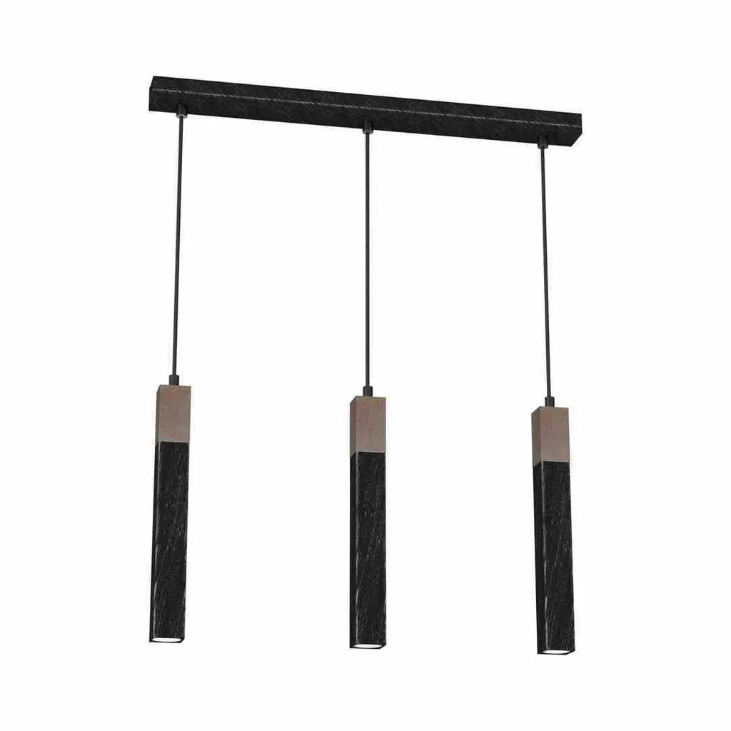 Lampe suspendue bois patiné SOLO Milagro pour un style vintage noir