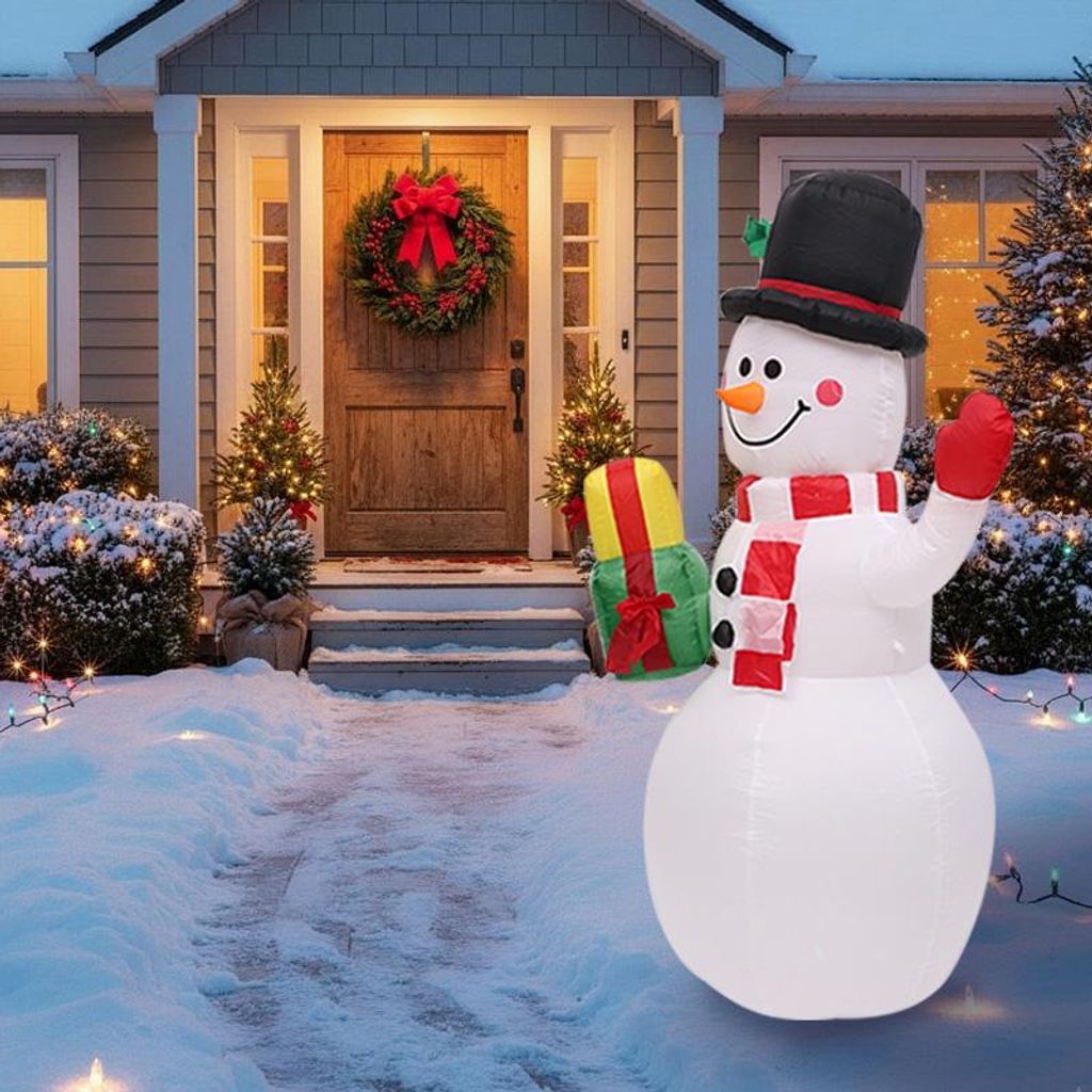 Aufblasbarer Weihnachts Schneemann mit LED Licht 150cm Schneemann Weihnachtsdekoration für Hof, Garten weihnachtsdeko