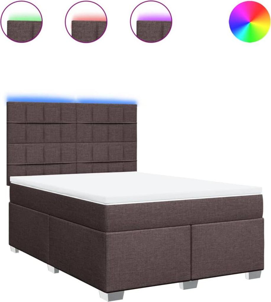 vidaXL Boxspringbett mit Matratze Dunkelbraun 160x200 cm Stoff