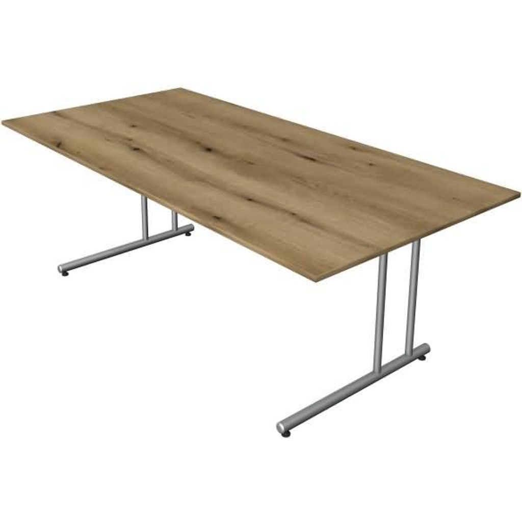 Kerkmann Schreibtisch START UP 180x80x75 cm C-Fuß-Gestell alusilber inkl. Kabelkanal verschiedene Dekore Asteiche