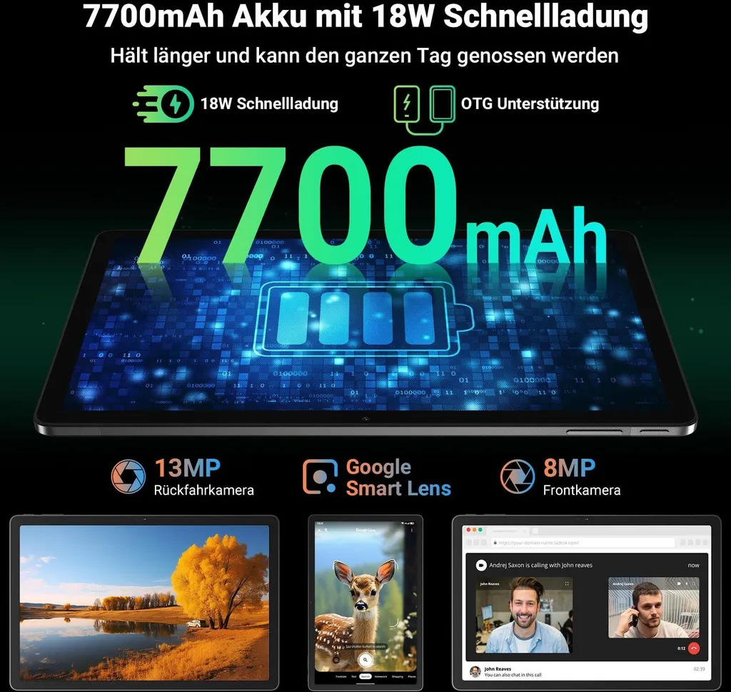 Tablette Blackview Tab 16 Pro Android 14 avec 16Go RAM et 256Go de Stockage - 12