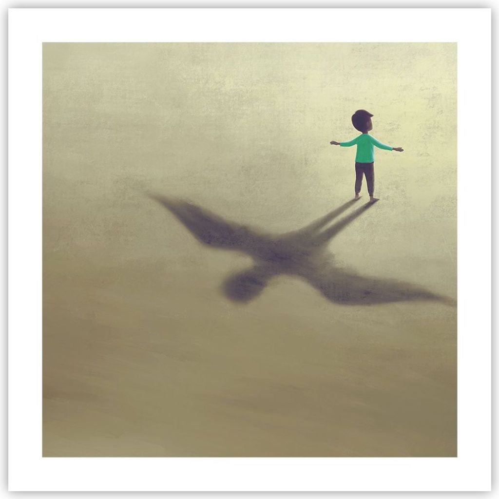 Poster - Poster ohne Rahmen - Kind Symbol Vogel - 50x50 cm - Wand Bild - Wanddeko - Wandbilder - Kunstposter - Wandposter - Bilder - Kunstdruck - W...