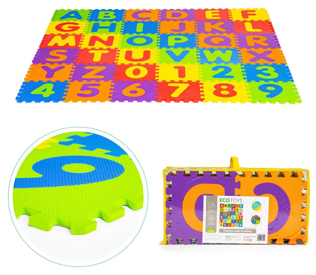 ECOTOYS ECOEVA002 Pěnová vzdělávací podložka, puzzle, Obrázok produktu 