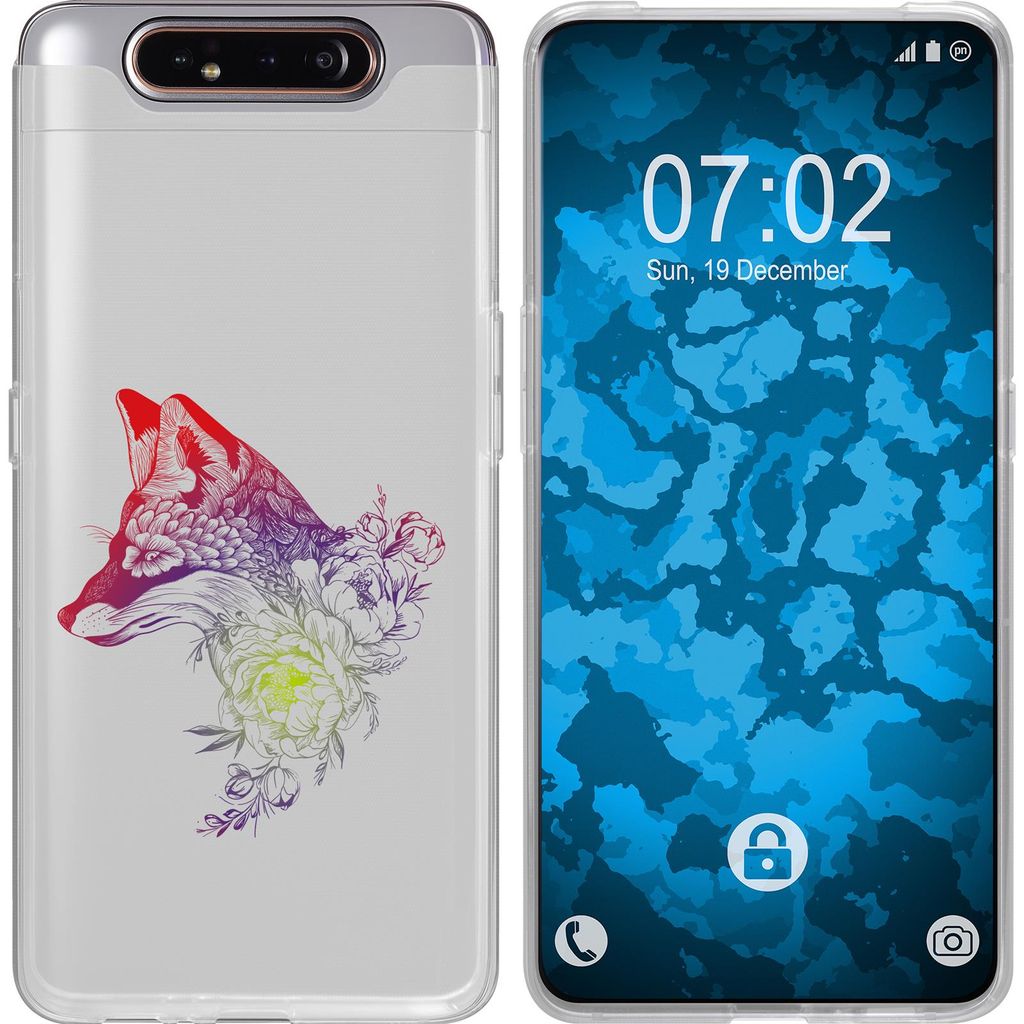 PhoneNatic Case kompatibel mit Samsung Galaxy A80 Silikon-Hülle Floral Fuchs M1-5