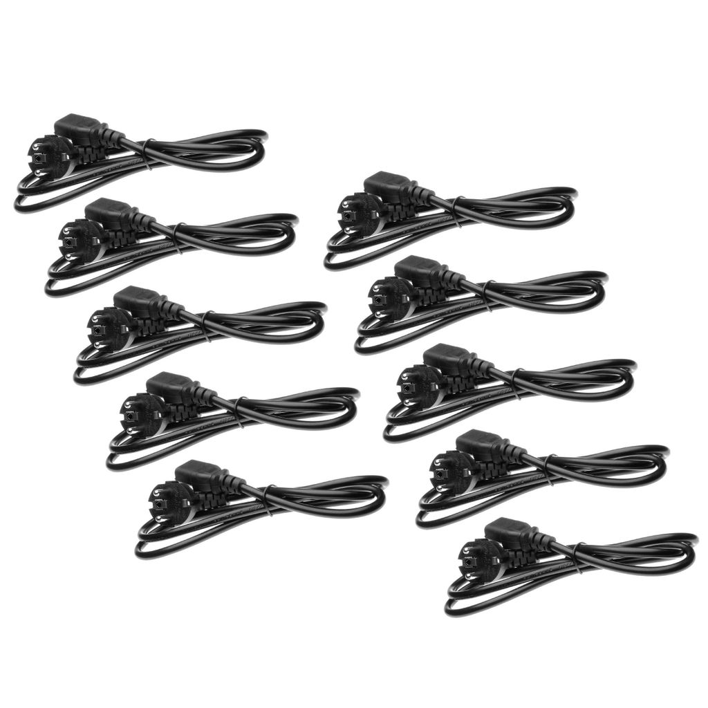 vhbw 10x Netzkabel Schutzkontaktstecker für Kaltgeräte z.B. PC Monitor Computer Drucker - C13 Buchse, 1,2 m