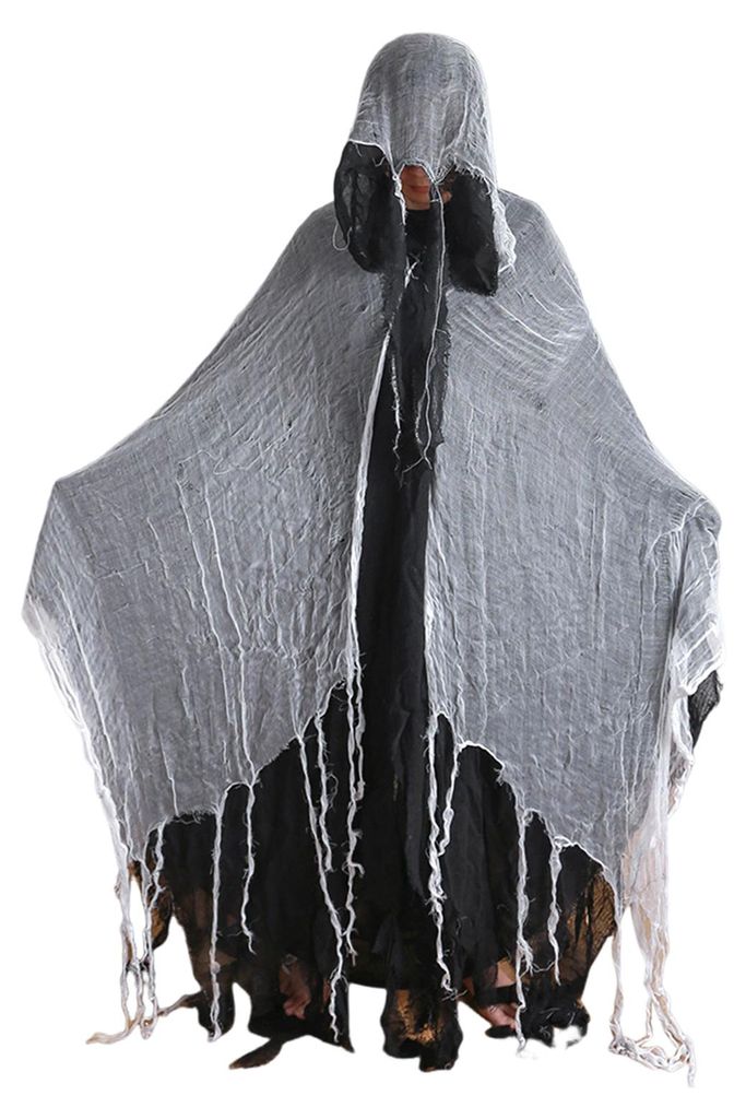 Halloween-Kapuzenmantel Mittelalter Renaissance Gothic Zaubererumhang mit Kapuze Gruseliges Sensenmann-Cosplay-Kostüm für Männer und Frauen