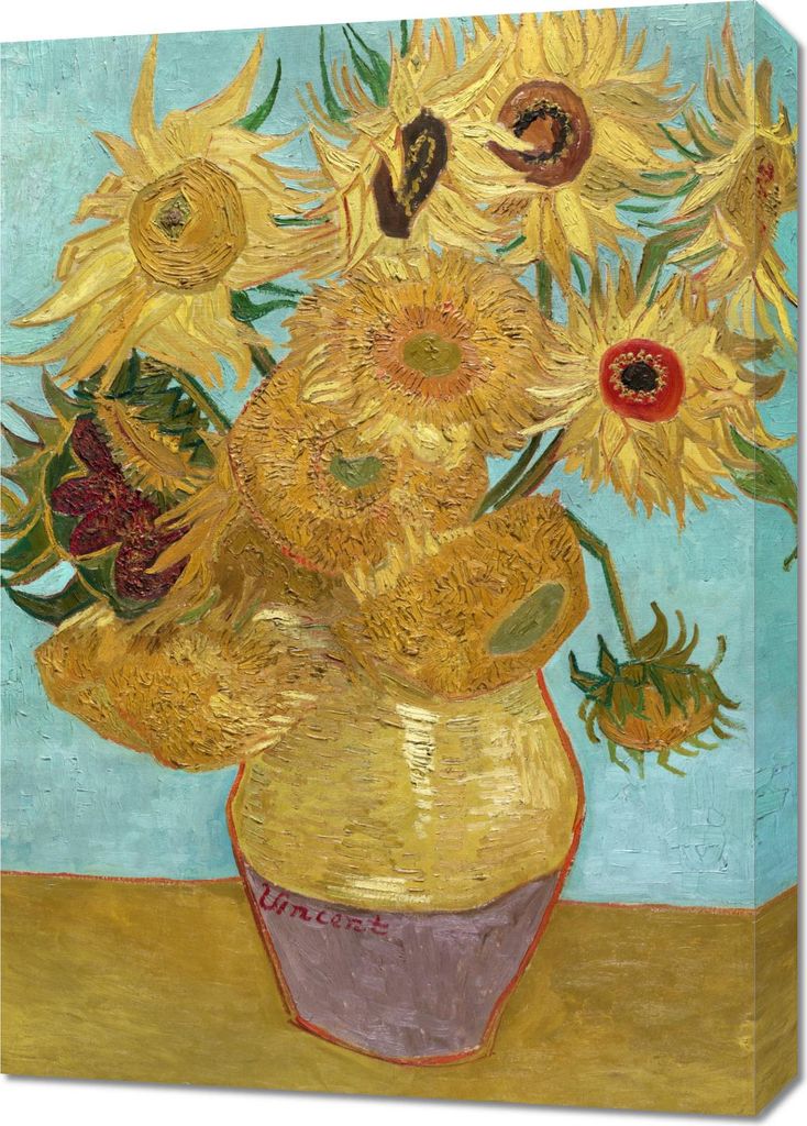 Bild 50x70cm Vase mit zwölf Sonnenblumen, Van Gogh Vintage