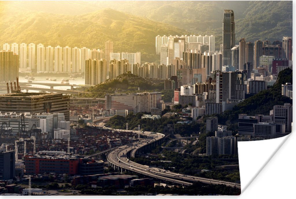 MuchoWow Poster Hongkong - Stadt - Berg 30x20 cm - Plakate - Print