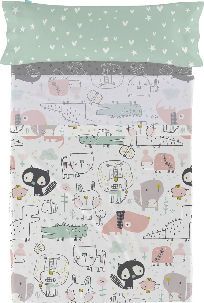 Parure de lit enfant 2 pièces Best buddies HappyFriday en coton doux 90cm
