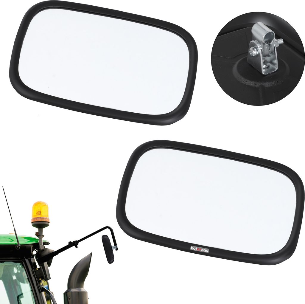 KOTARBAU Traktor Spiegel klein Universal 18 x 12,5 cm PVC 2 Stück Traktor Außenspiegel Traktor Spiegel mit Halterung
