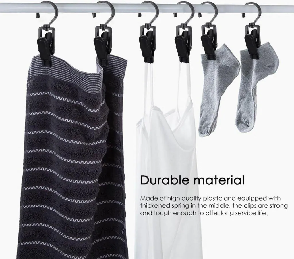 Lot de 20 Clips pour Serviette Noir - Attaches Métalliques Ménage