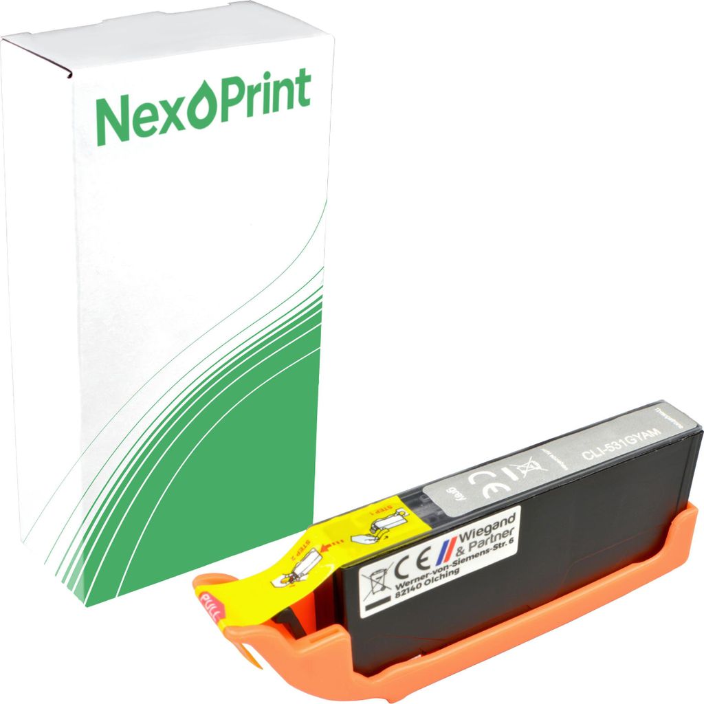 NexoPrint CLI-531GY grau (grau) Druckerpatronen kompatibel zu Canon Pixma TS 8552 Pixma TS 8750 Pixma TS 8751 - Hohe Ergiebigkeit