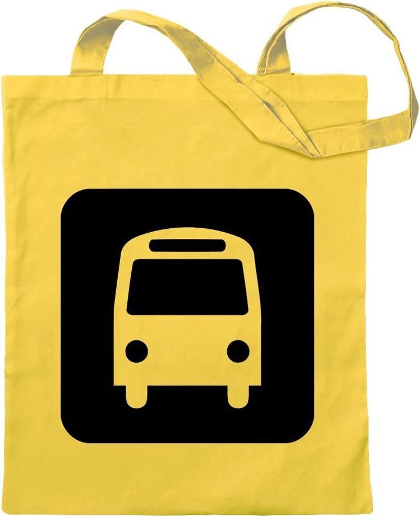 Kiwistar - Baumwolltasche - gelb - Bushaltestelle Schedule Pikto - Tragetasche Stoffbeutel Umhängetasche Langer Henkel