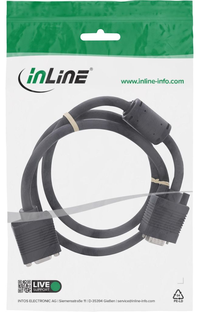 InLine S-VGA Verlängerung, 15pol HD Stecker / Buchse, Produktbild 