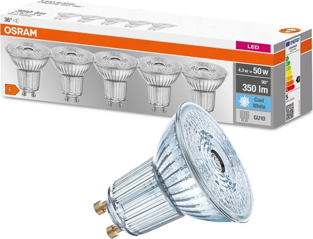 5PAK LED žiarovka GU10 4,3W = 50W 350lm 4000K Neutrálna 36° Obrázok produktu 