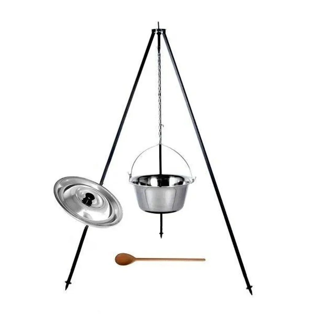Goulaschkessel Chaudière à Soupe 10L et Gulaschkanone avec Stand Stable