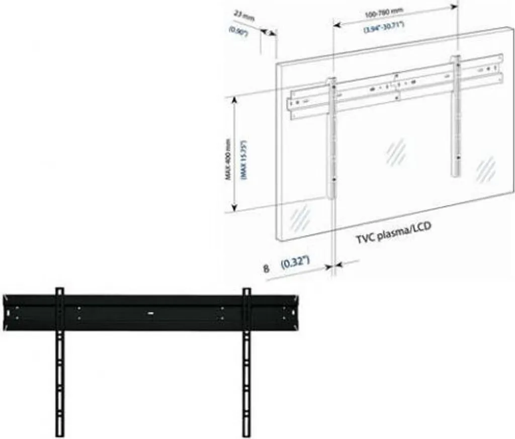 Fixation murale TV 152,4 cm Bravo WALL 2 en acier noir renforcé
