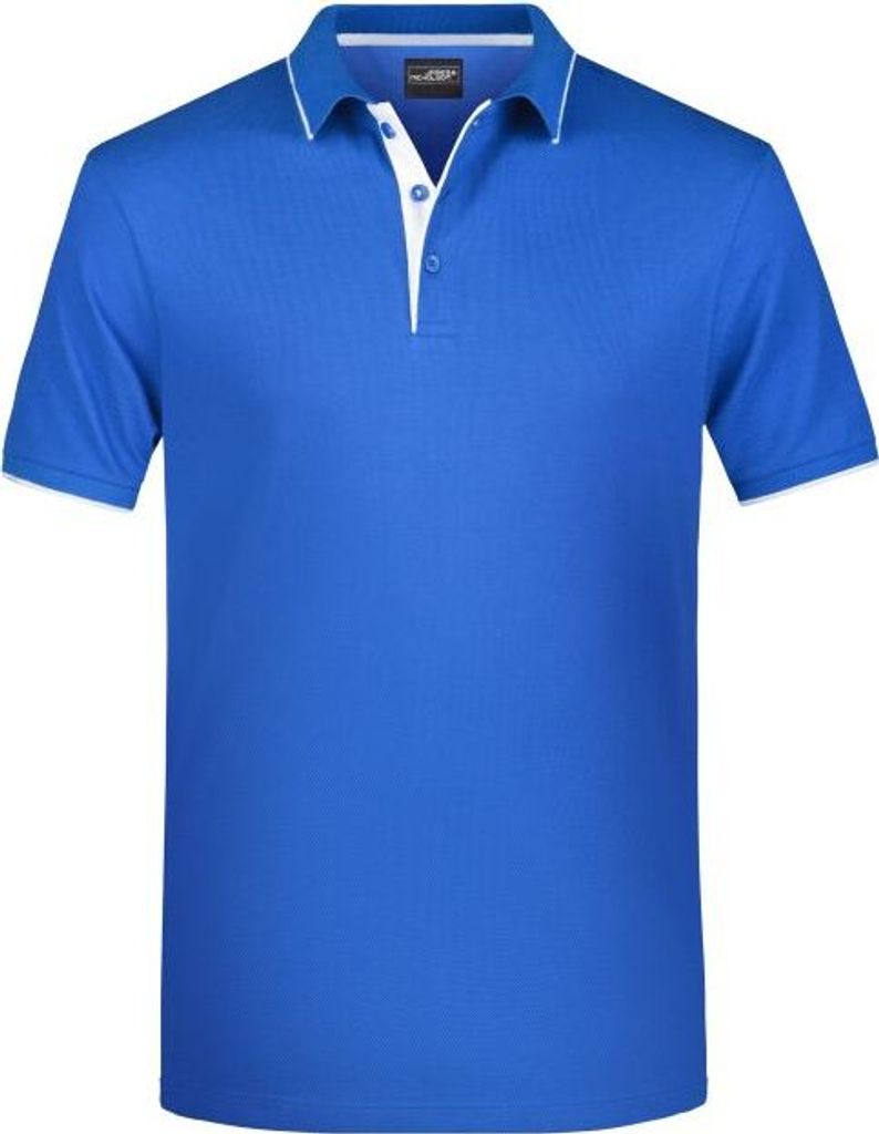 Klassisches Polo mit Kontraststreifen royal/white, Gr. L