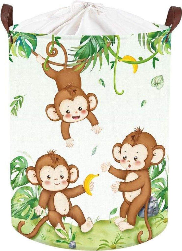 Waldtier-Wasmand - Opvouwbar - Kleidung & Spielzeugbeutel - Für Jungen und Mädchen - Babyzimmer & Badezimmer - Affe - 35 x 45 cm