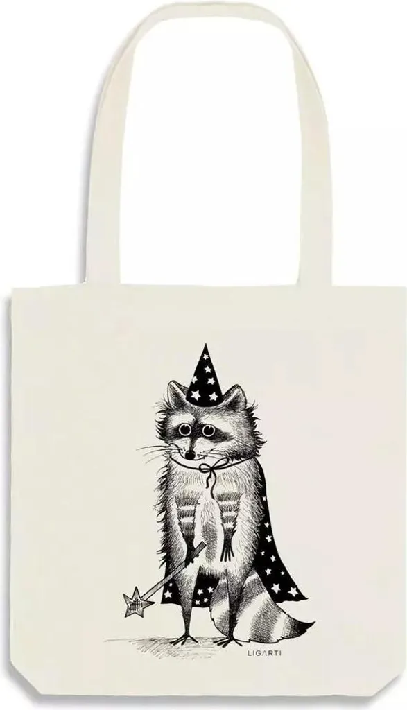 Borsa di Cotone Procione Mago: Shopper Eco-Friendly in Tela Illustrata