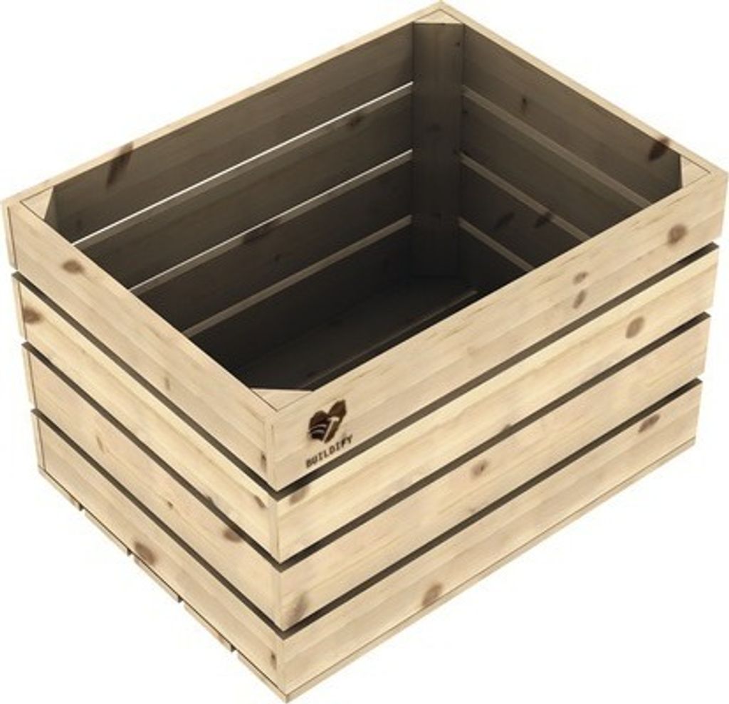 Buildify Holzkiste Obstkiste mittel, unbehandelt, 44x28x33 cm