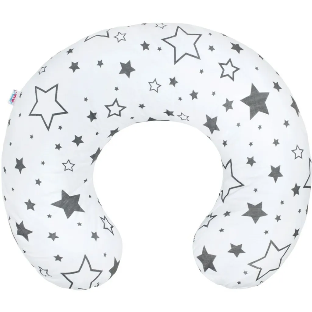 Coussin de maternité et d'allaitement New Baby motif étoiles gris chic