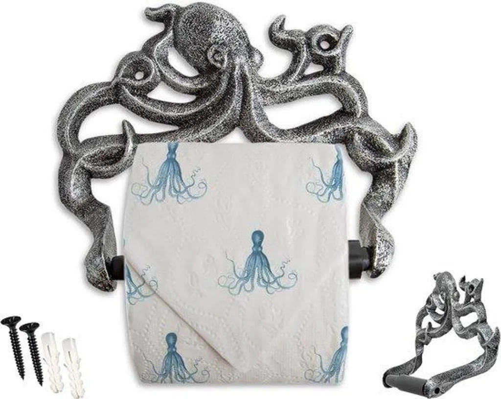 Dévidoir papier toilette mural en fonte noire décorative style marin