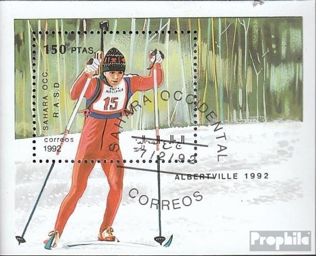 Briefmarken Sahara 1992 Mi Ausgabe der Exilregierung ohne Gültigkeit im int. Postverkehr Nr.63 gestempelt Olympische Winterspiele 92