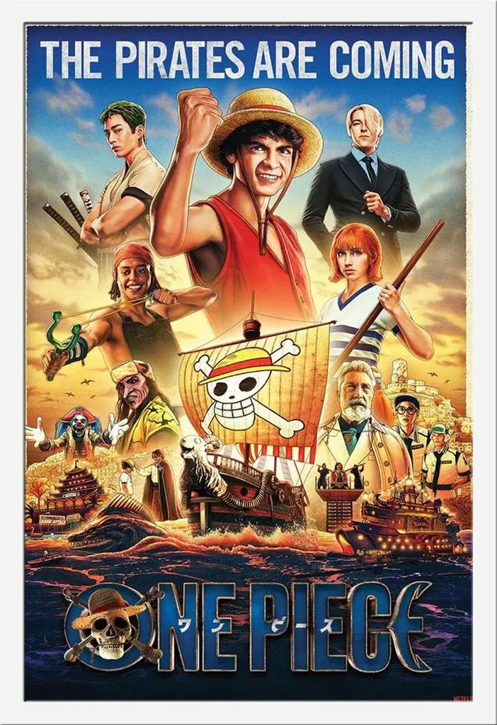 Tableau Mural One Piece Live Action avec Cadre Blanc Shinsuke Premium