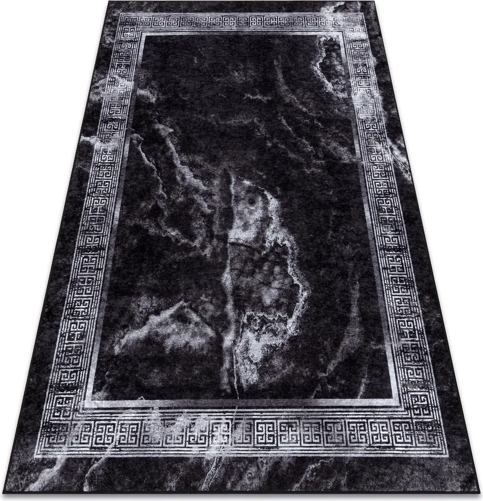 Tapis anti-glisse facile à nettoyer motif marbre noir 160x220 cm