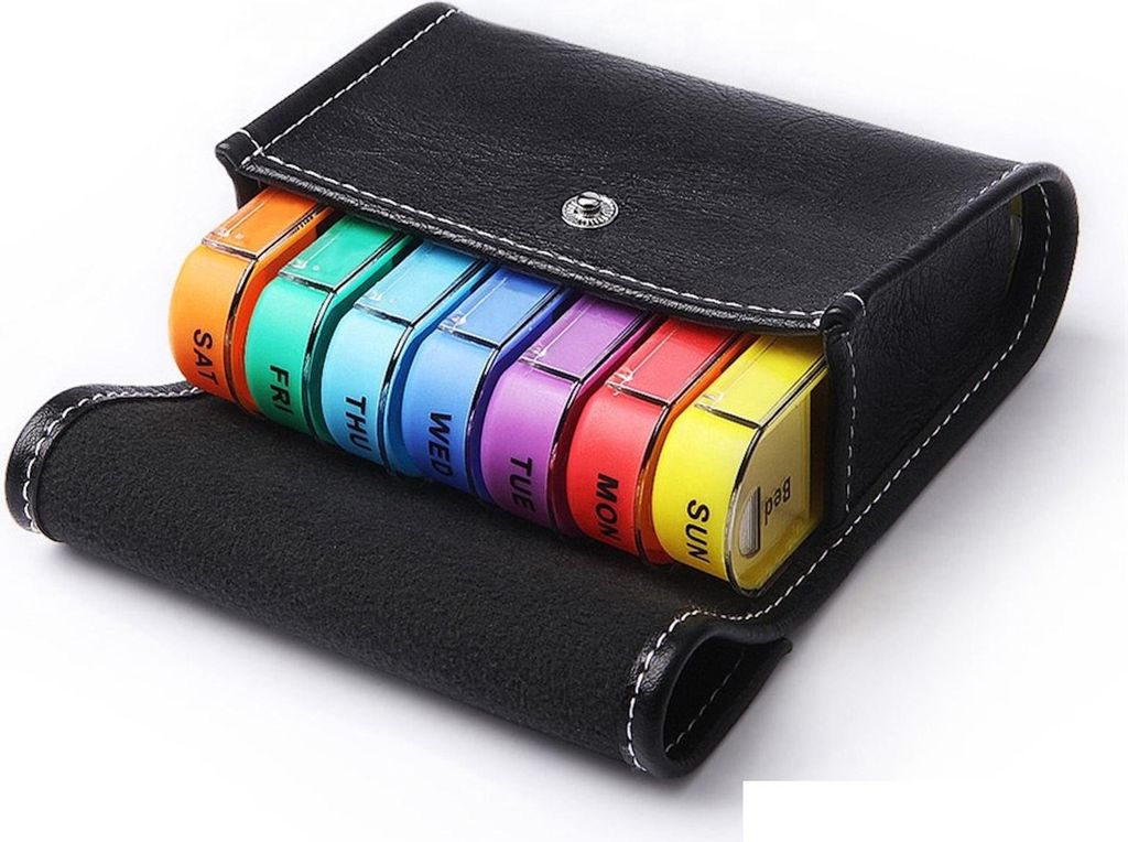 Pudełko na pigułki EWANTO pudełko na leki w czarnym etui ze Zdjęcie produktu 