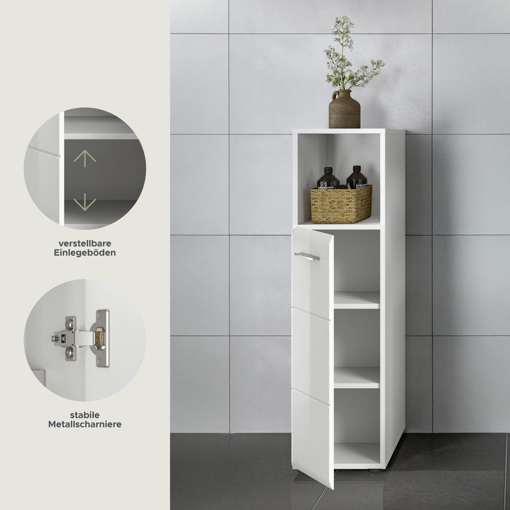 xonox.home Standschrank hoch Ice weiß Nachbildung 30x110x30 Produktbild 