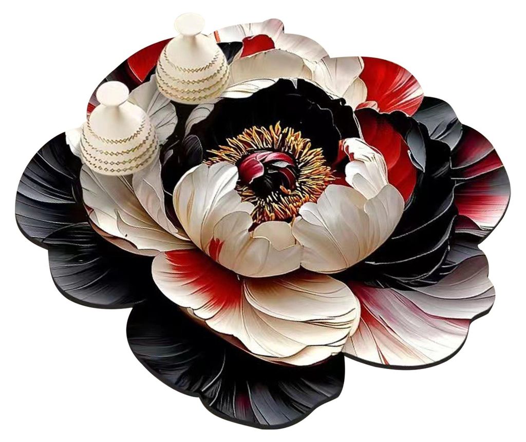 3D-Geschirrtrockenmatte, saugfähig, wiederverwendbar, waschbar, rutschfest, mit Blumenmuster, für die Küchenarbeitsplatte